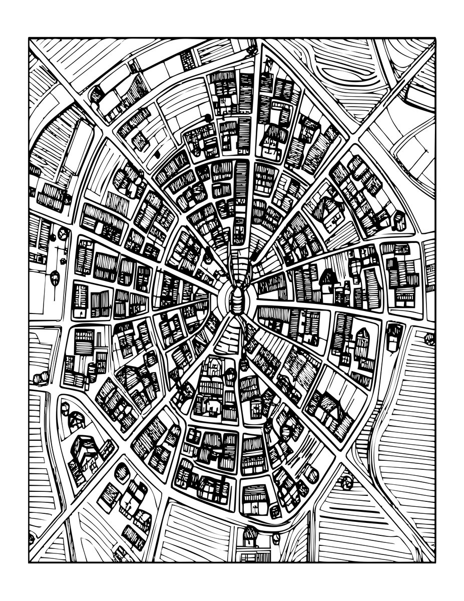 Village Map - free printable coloring page