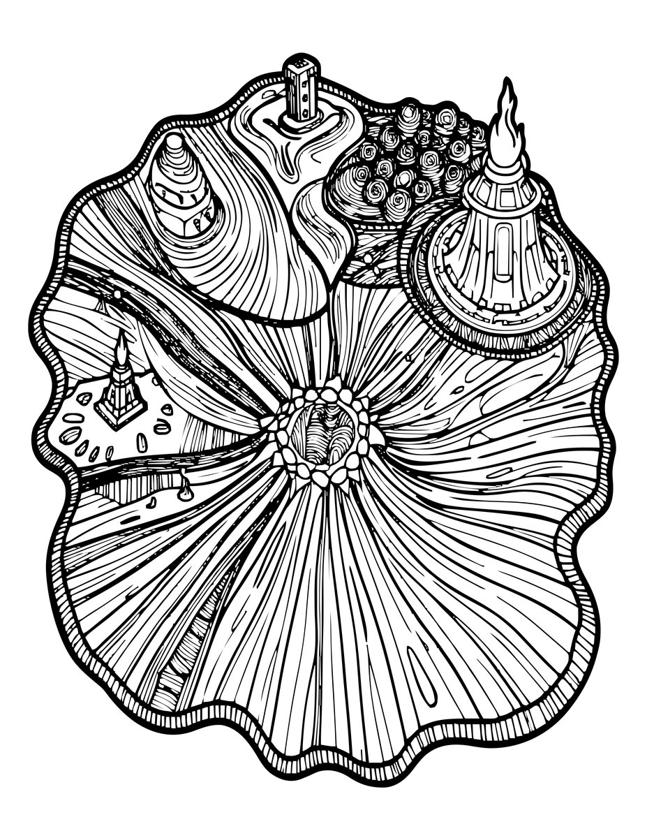 Volcanic Lands - free printable coloring page