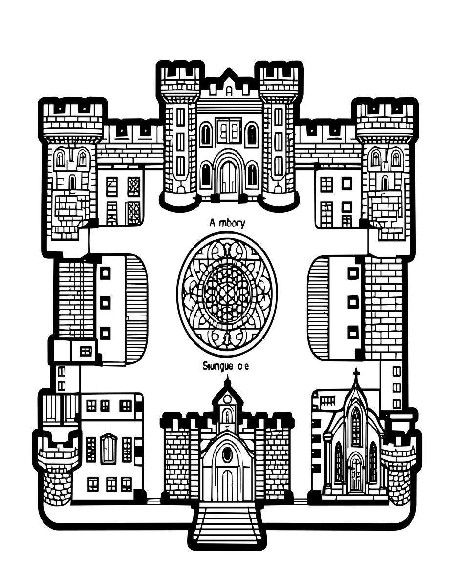 Castle Blueprint - free printable coloring page