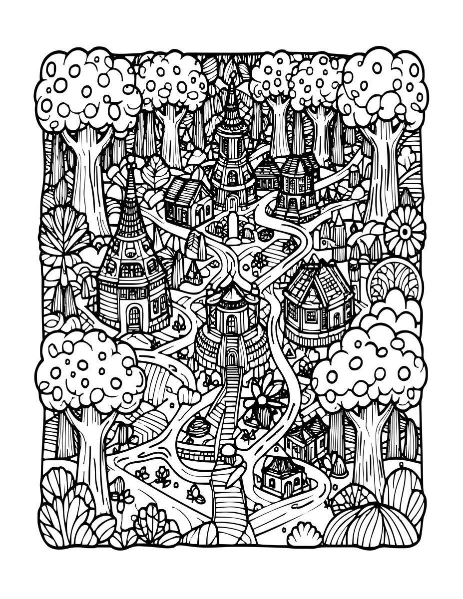 Enchanted Forest Map - free printable coloring page