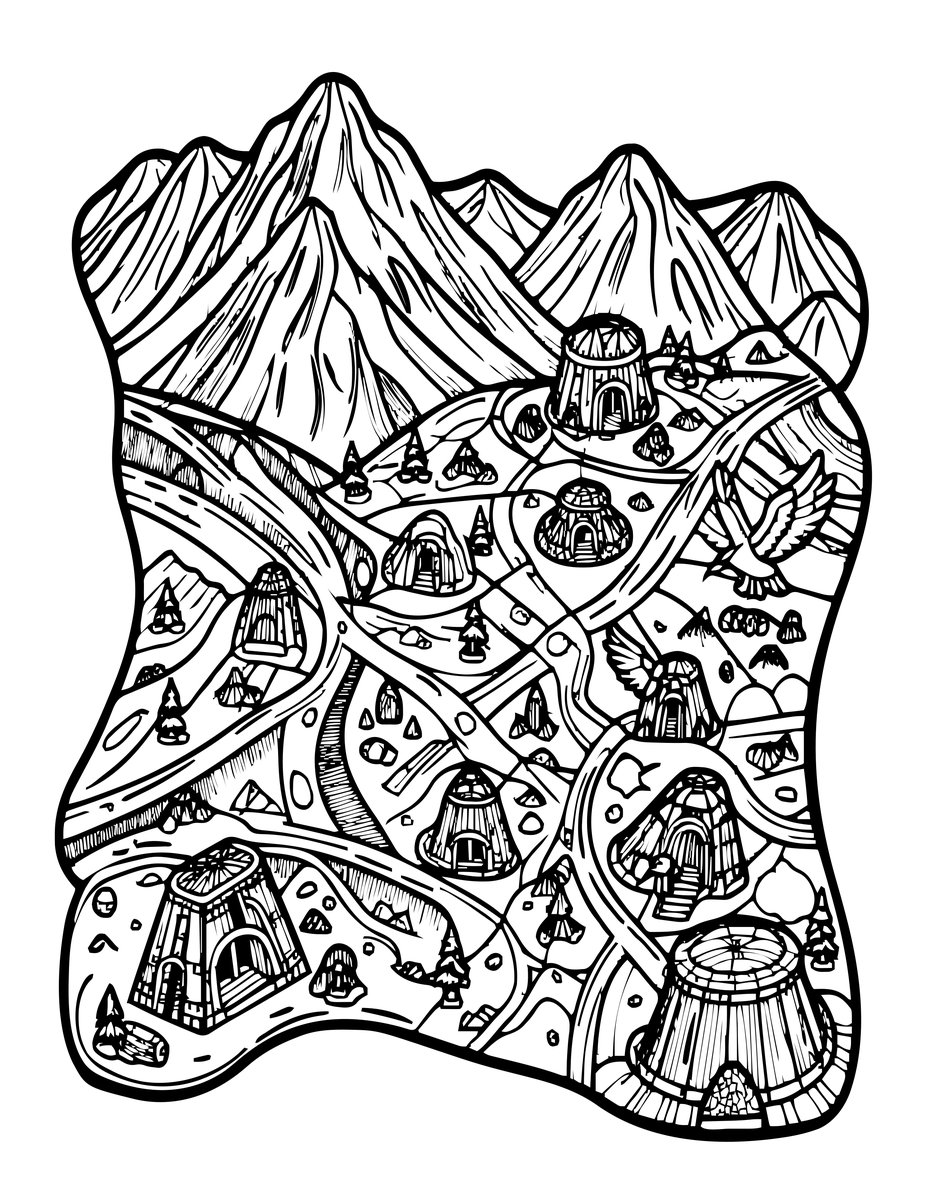 Mountain Kingdom - free printable coloring page