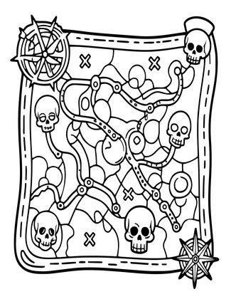Treasure Map - Free printable coloring page