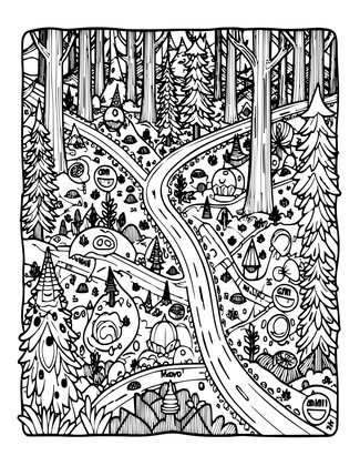 Forest Road - Free printable coloring page