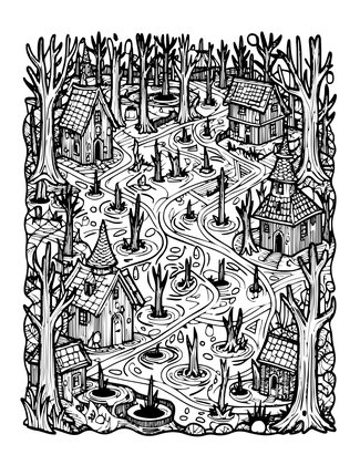 Cursed Swamp - Free printable coloring page