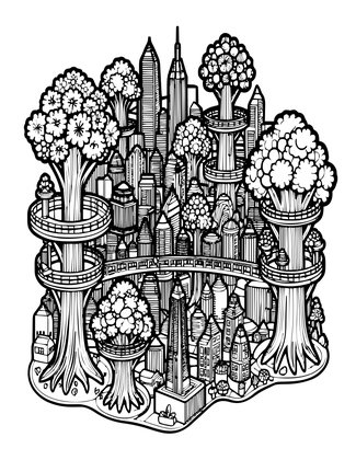 Tree City - Free printable coloring page