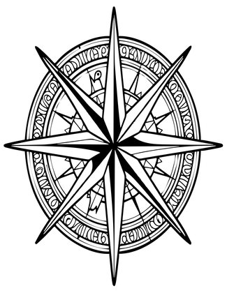 Ornate Compass Rose - Free printable coloring page