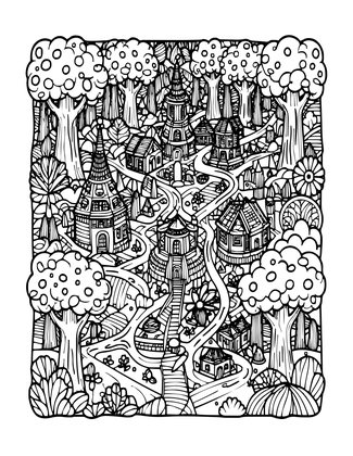 Enchanted Forest Map - Free printable coloring page