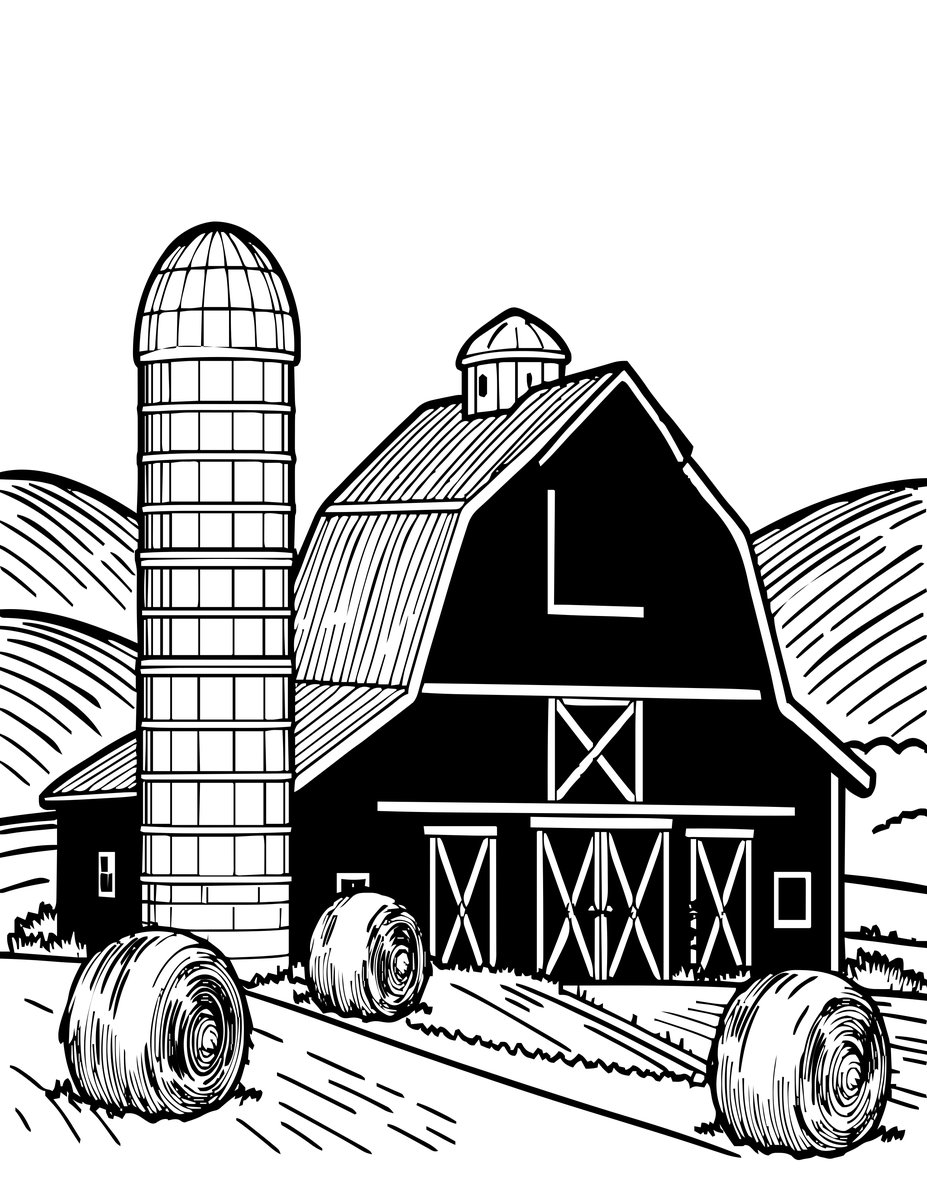 Red Barn - free printable coloring page