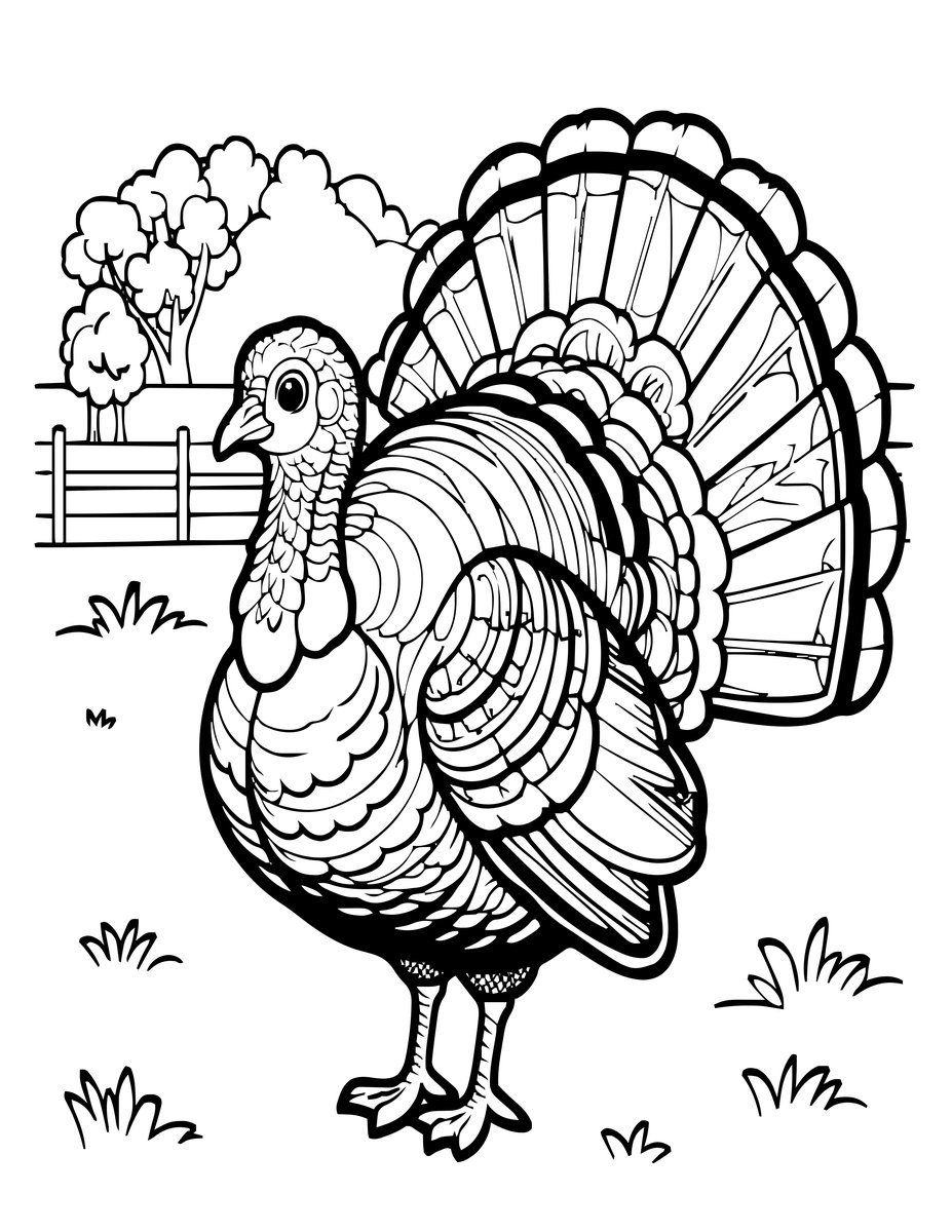 Turkey Flock - free printable coloring page