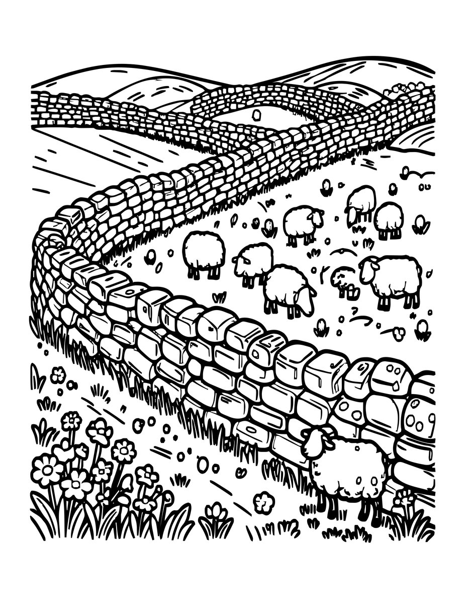 Stone Wall - free printable coloring page