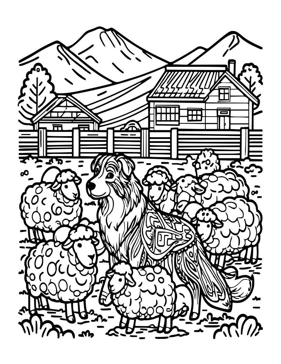 Farm Dogs - free printable coloring page