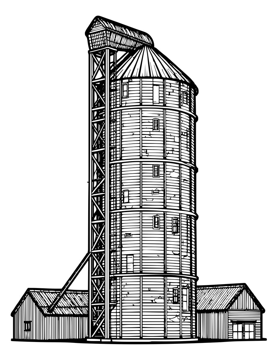Grain Silo - free printable coloring page