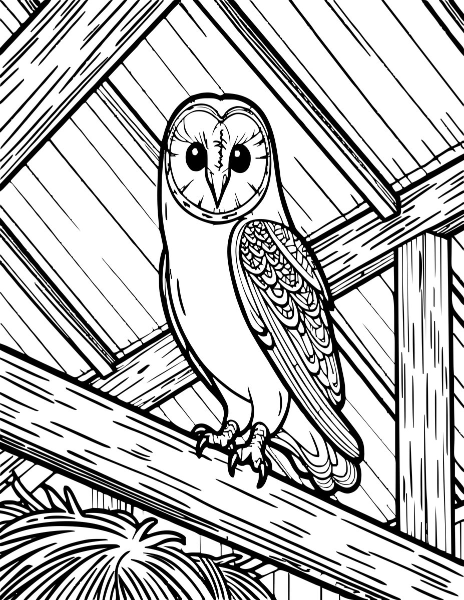 Barn Owl Perch - free printable coloring page