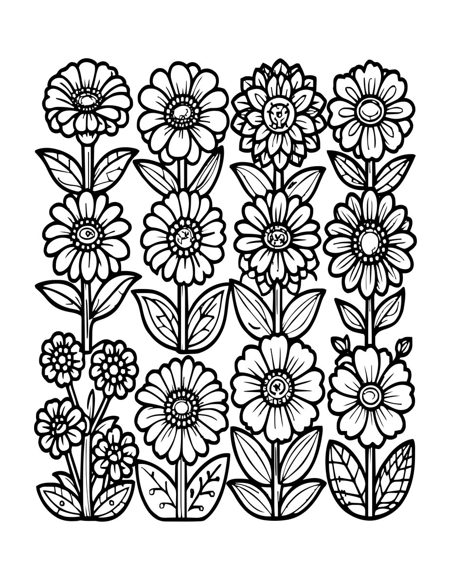 Flower Farm - free printable coloring page