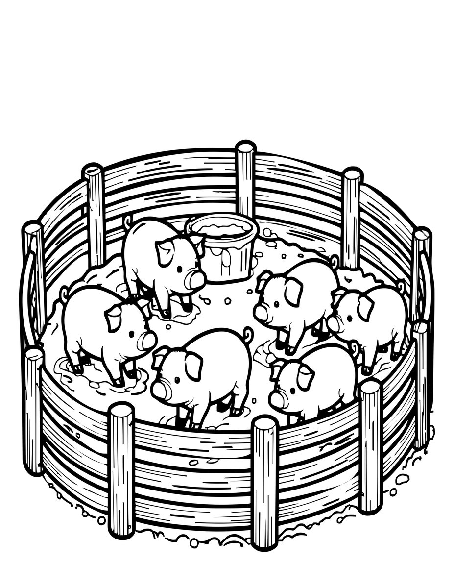 Pig Pen - free printable coloring page