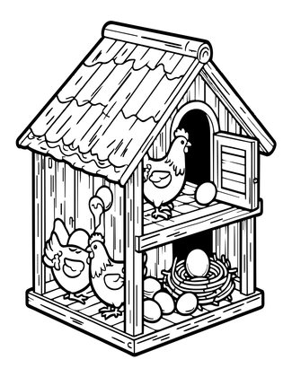 Chicken Coop - Free printable coloring page