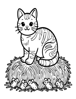 Farm Cat - Free printable coloring page