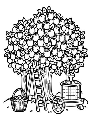 Apple Orchard - Free printable coloring page