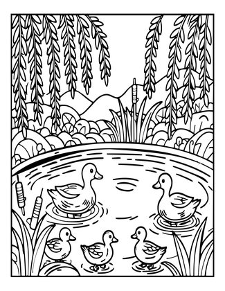 Duck Pond - Free printable coloring page