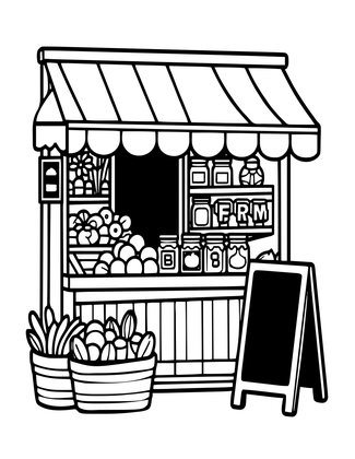 Farm Stand - Free printable coloring page