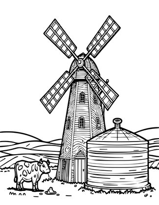 Windmill - Free printable coloring page