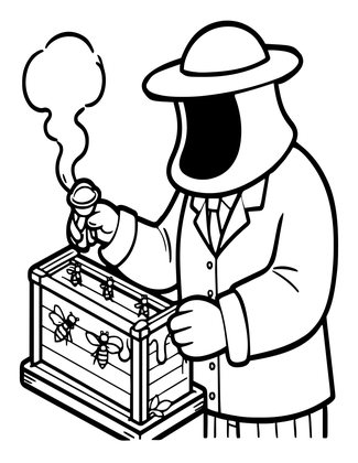 Beekeeping - Free printable coloring page