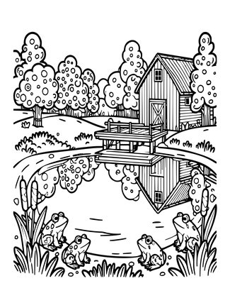 Farm Pond - Free printable coloring page