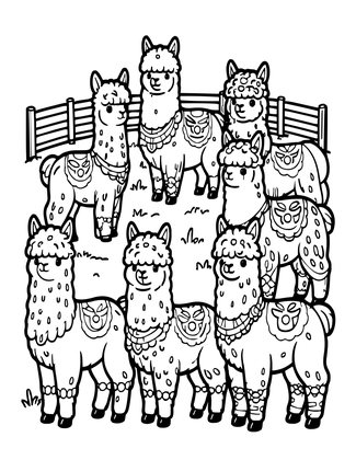 Alpaca Farm - Free printable coloring page