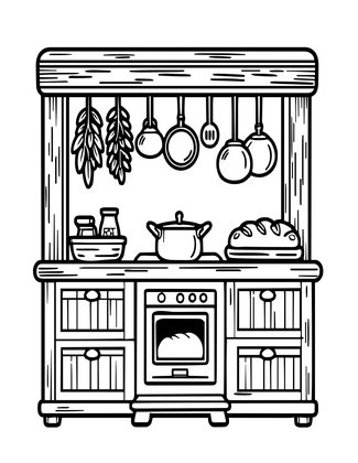 Country Kitchen - Free printable coloring page