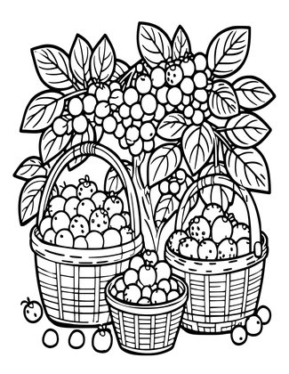 Berry Picking - Free printable coloring page