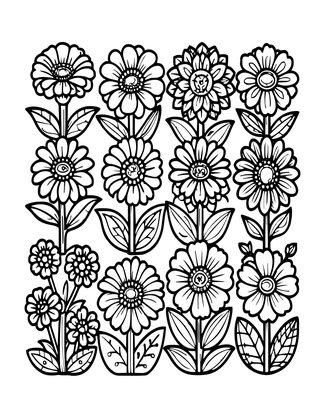 Flower Farm - Free printable coloring page