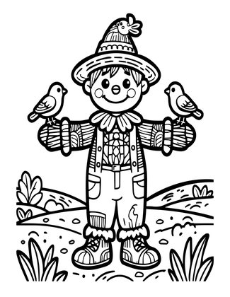 Scarecrow - Free printable coloring page
