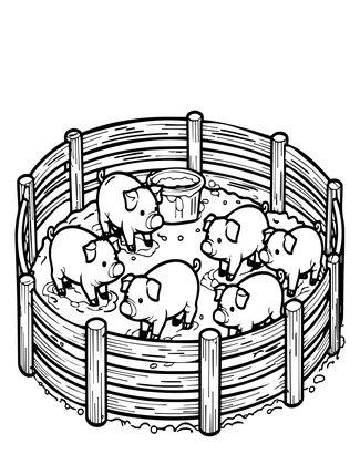 Pig Pen - Free printable coloring page