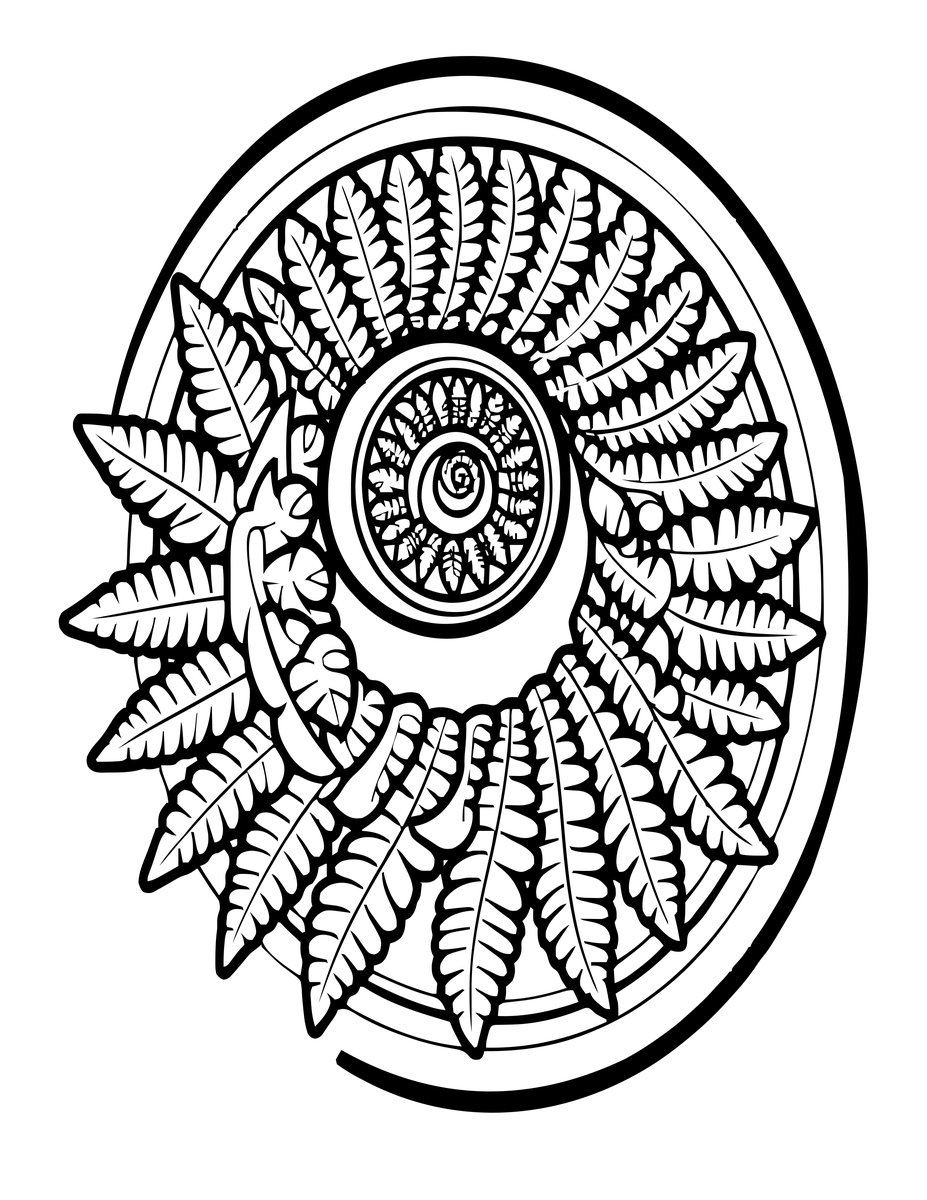 Fern Spiral Tile - free printable coloring page