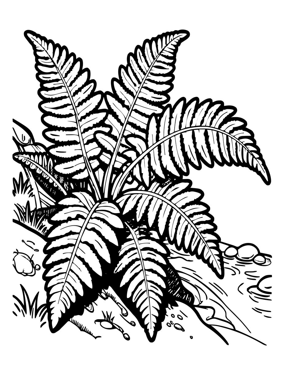Royal Fern - free printable coloring page