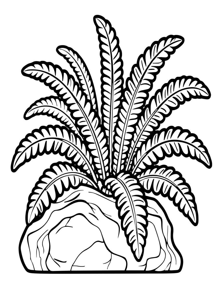 Hart's Tongue Fern - free printable coloring page