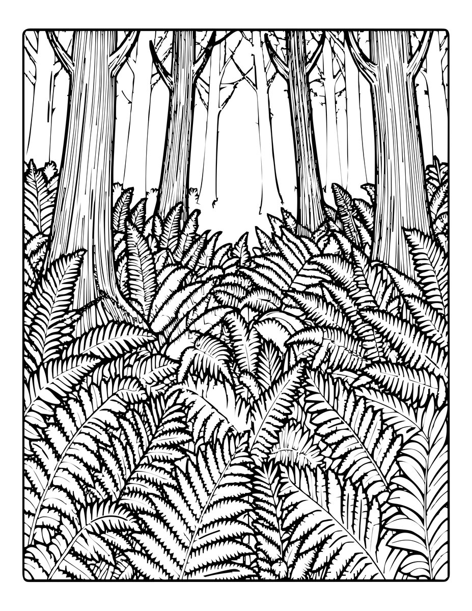 Forest Fern Floor - free printable coloring page