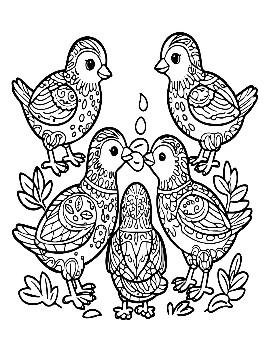 Flamingo Chick Feeding - free printable coloring page