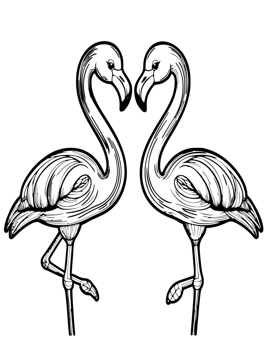 Flamingo Symmetry - free printable coloring page