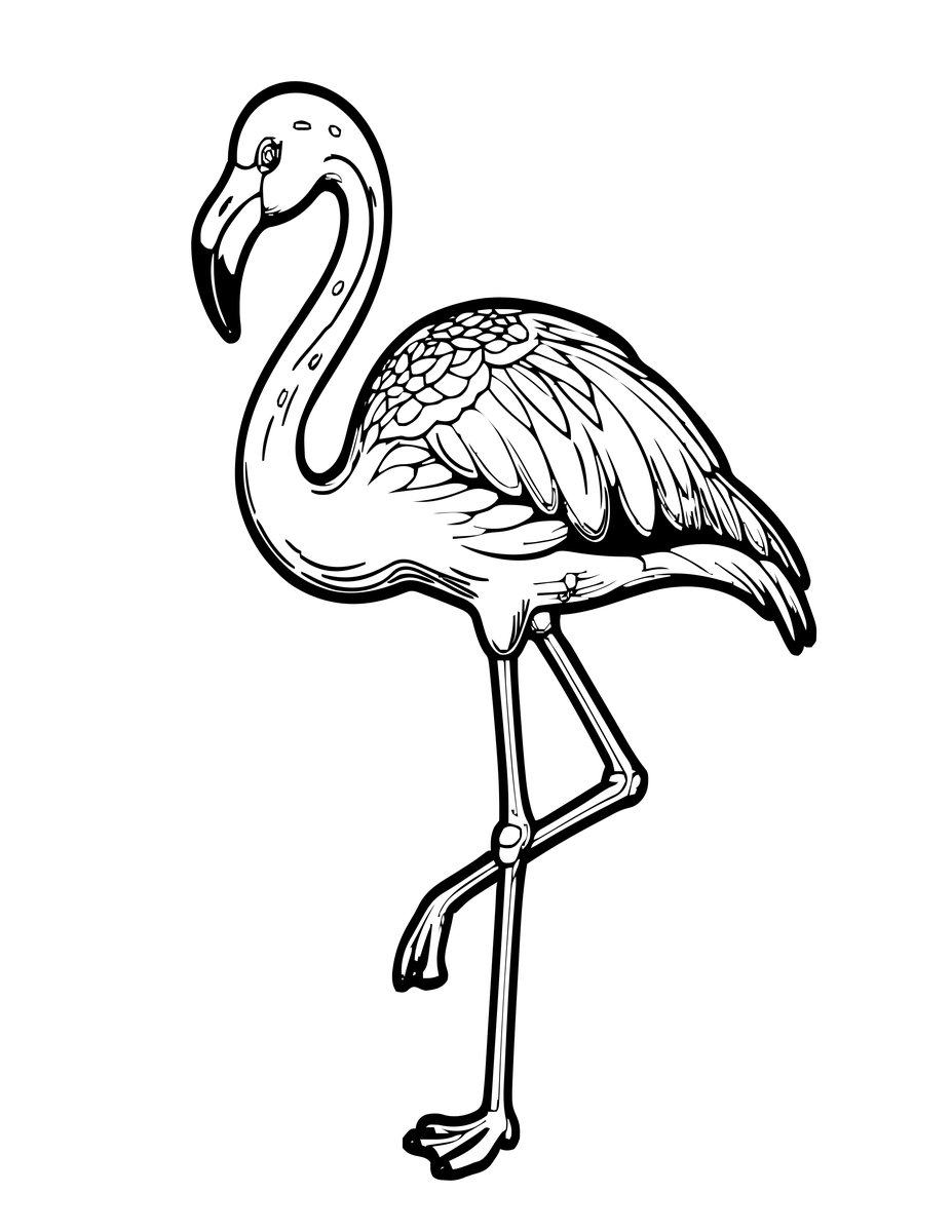 Flamingo Standing - free printable coloring page