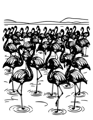 Flamingo Flock - Free printable coloring page