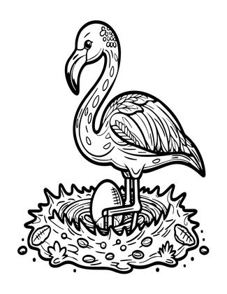 Flamingo Nest - Free printable coloring page