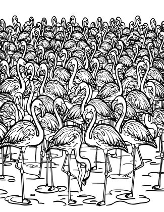 Flamingo Colony - Free printable coloring page