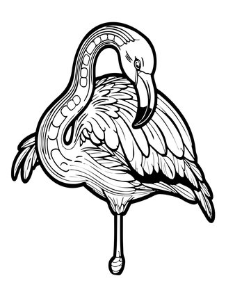 Flamingo Sleeping - Free printable coloring page