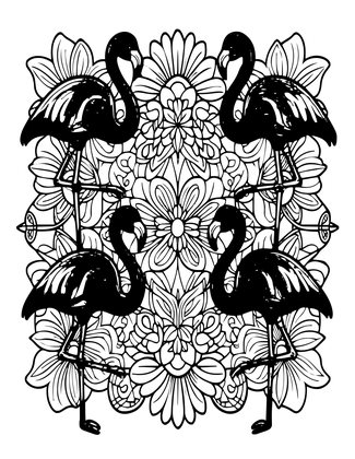 Flamingo Pattern - Free printable coloring page