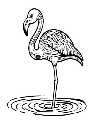 Flamingo in Tide Pool - Free printable coloring page