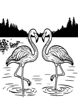 Flamingo at Dawn - Free printable coloring page