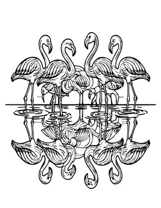 Flamingo Under Stars - Free printable coloring page