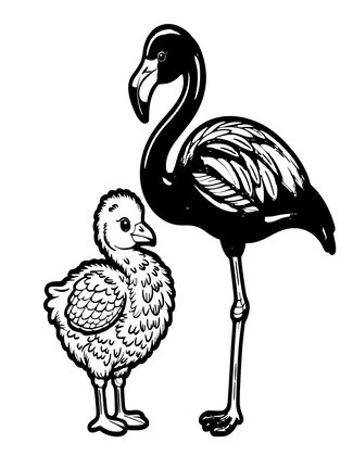 Flamingo Chick - Free printable coloring page
