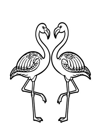 Flamingo Dance - Free printable coloring page